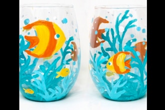 Paint Nite: Fish Aquarium Stemless Wine Glasses Ages 6+